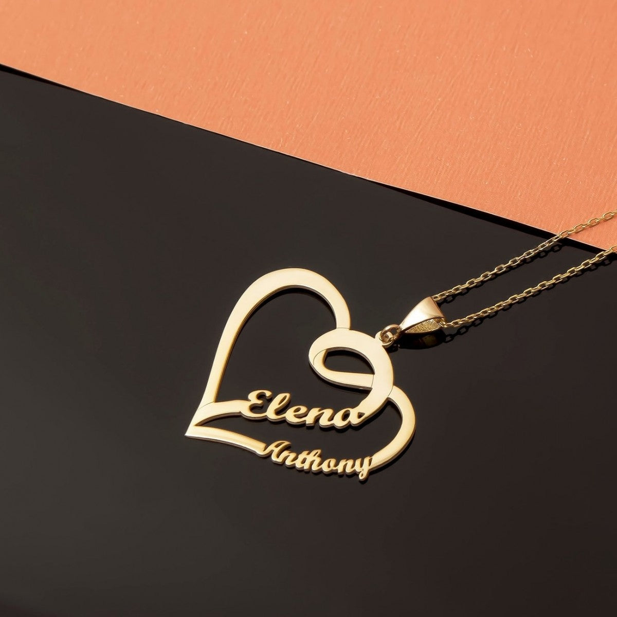 Couple Heart Name Necklace