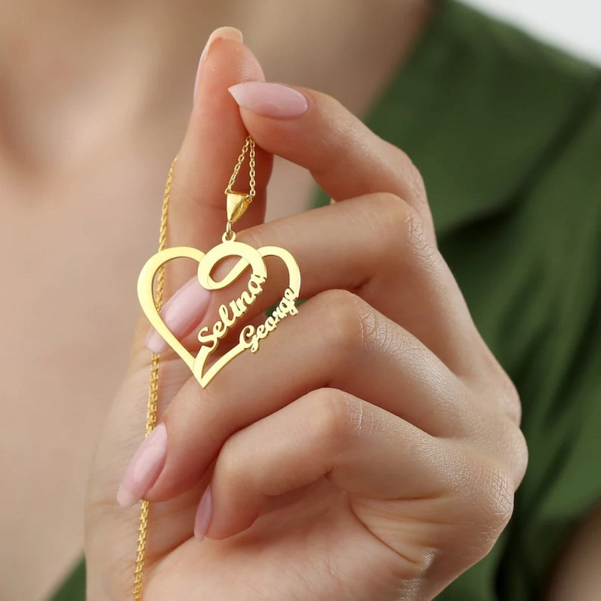 Couple Heart Name Necklace