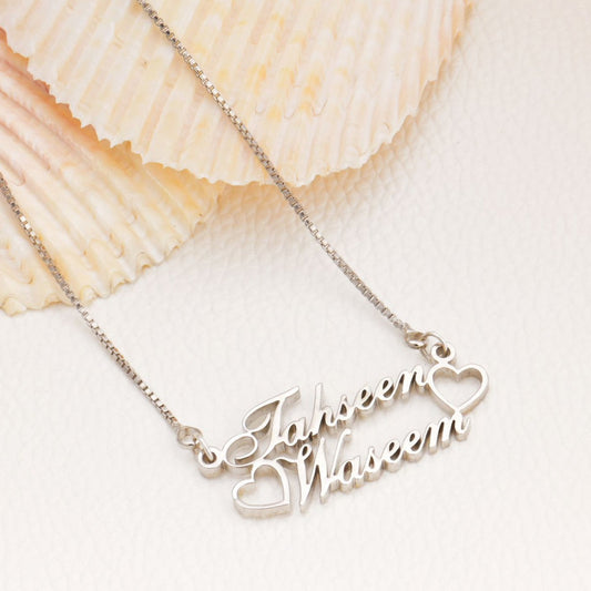 Hollow Love Couple Name Necklace