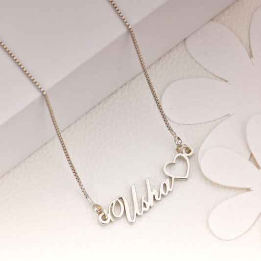 Hollow Heart Name Necklace