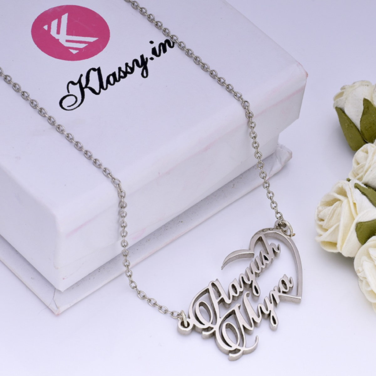 Half Heart Couple Name Necklace